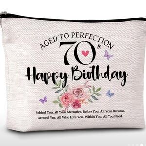 Happy Birthday 70th Floral Cosmetic Pouch -